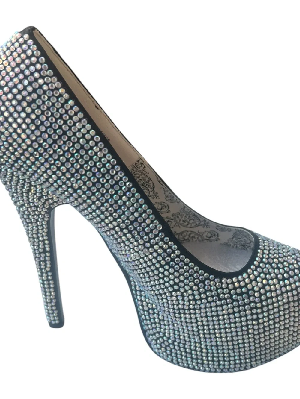 Bordello Teeze-06R Iridescent Rhinestone Platform High Heels Size 6 NIB